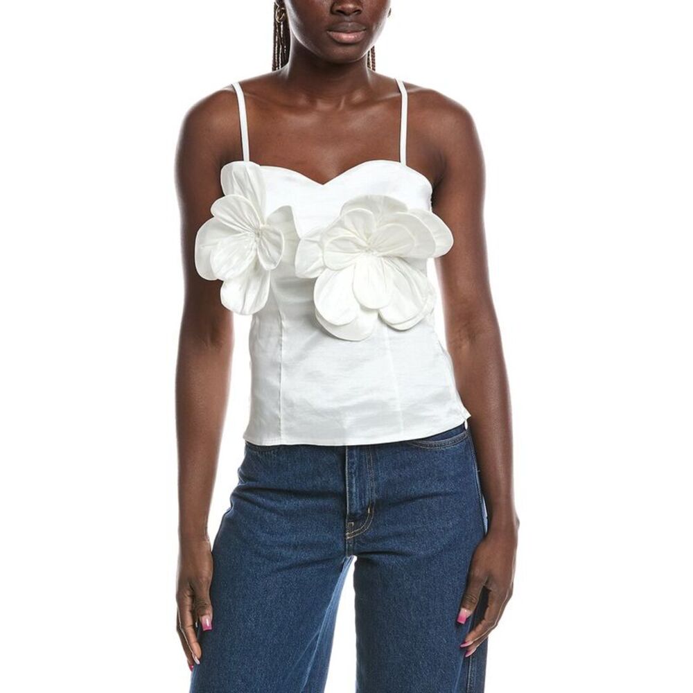 Gracia Womens  Double Big Flower Camisole, White